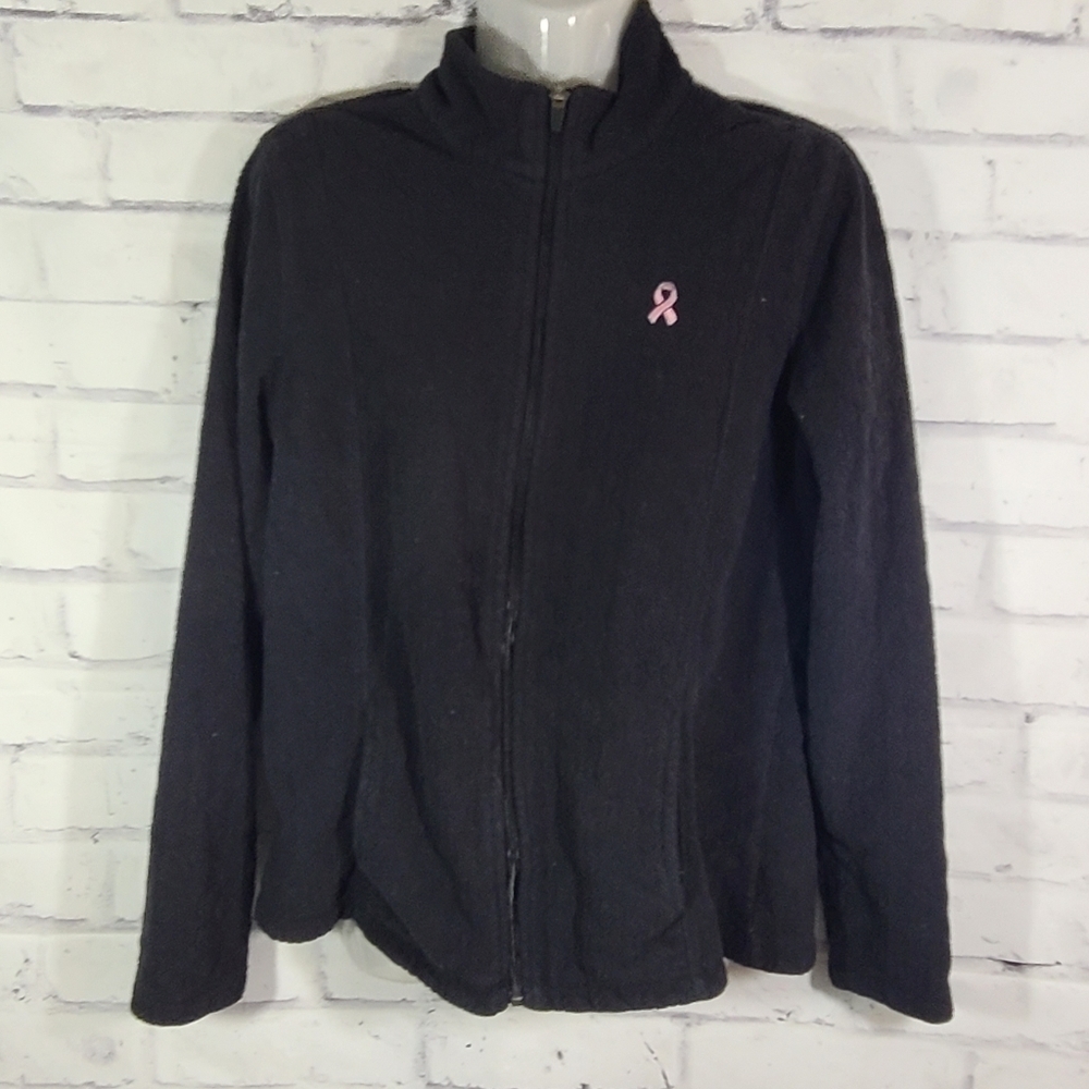 Lady Hagen Black Quilted Breast Cancer Awareness Jacket, Med